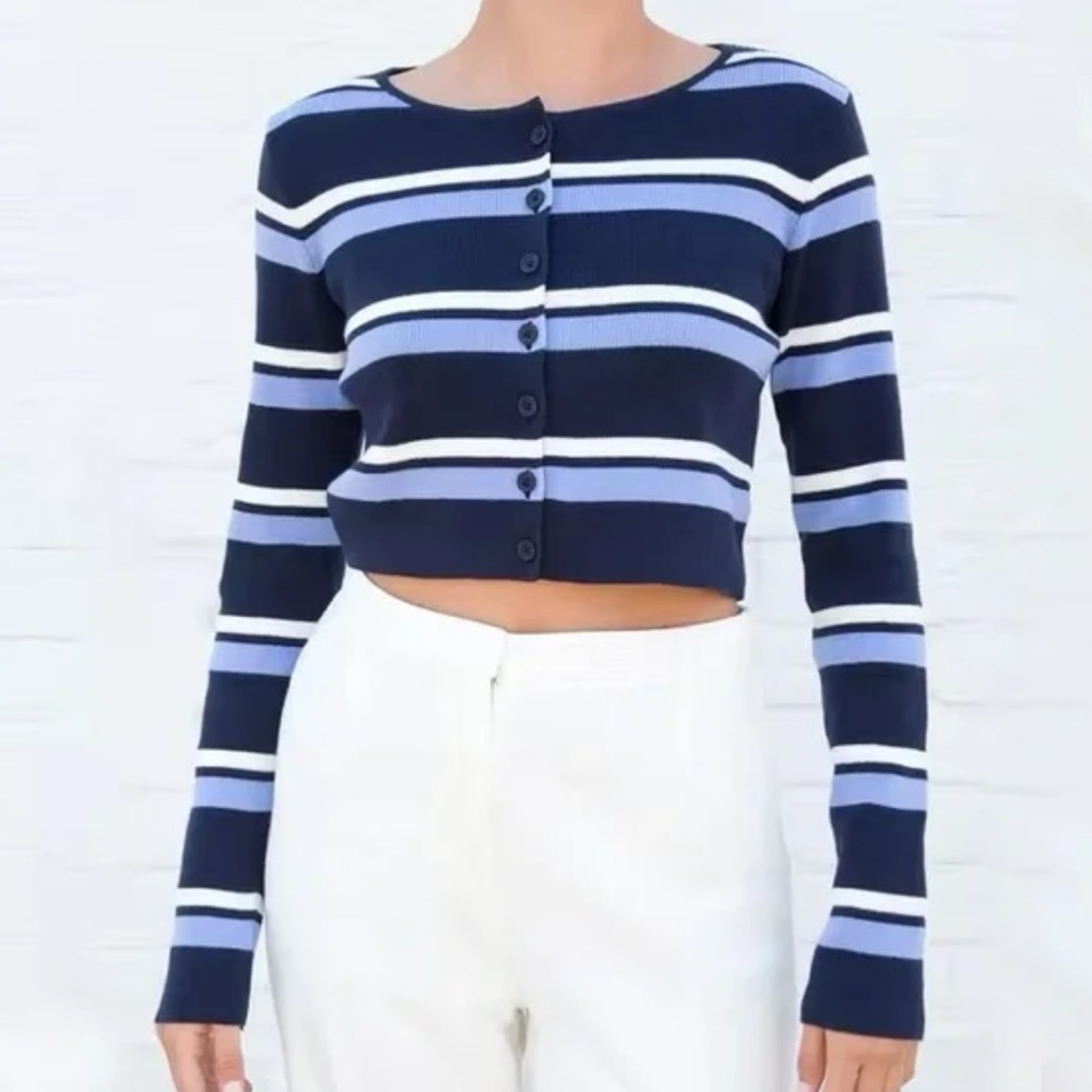 Brandy Melville J. Galt Cropped Striped Sweater